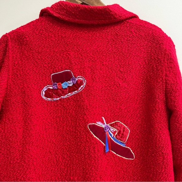Parsley & Sage Red Hat Society Applique Jacket Button Front Long Sleeve Large - Picture 5 of 11